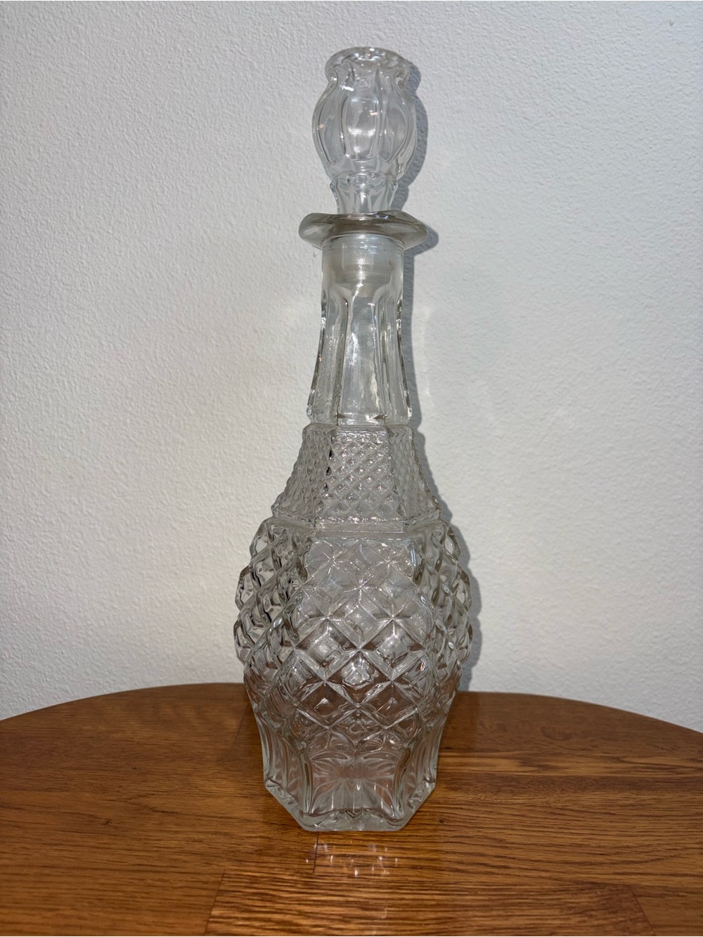 Vintage Anchor Hocking Clear Glass Wexford Decanter with Stopper 24.5 Inches